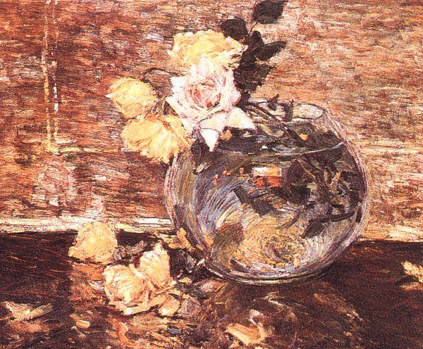 Childe Hassam Vase of Roses France oil painting art